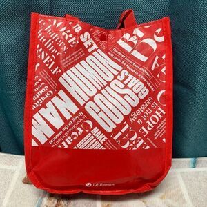 Lululemon Athletica Small Reusable Shopping Tote Red & White